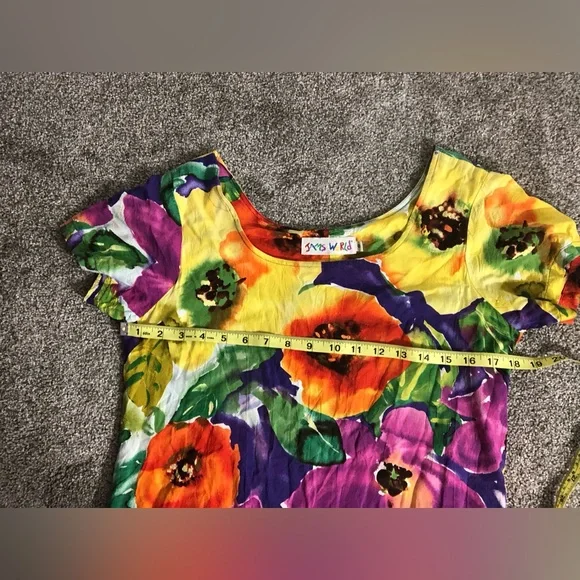 Vintage Jams World Hattie Tiered Mini Dress in Mixed Poppy Print Size Small - Picture 12 of 16